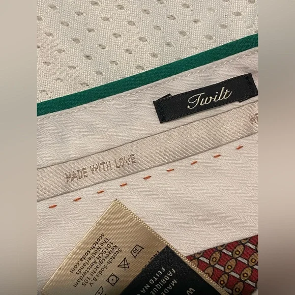 Scotch & Soda Men's Green and Red Striped Chinos